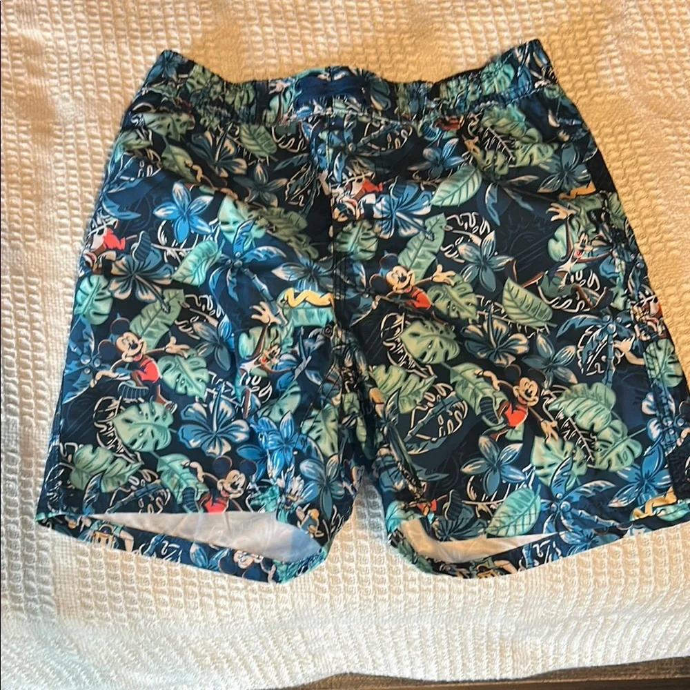 Men's Navy Tropical Swim Trunks - Disney Pattern